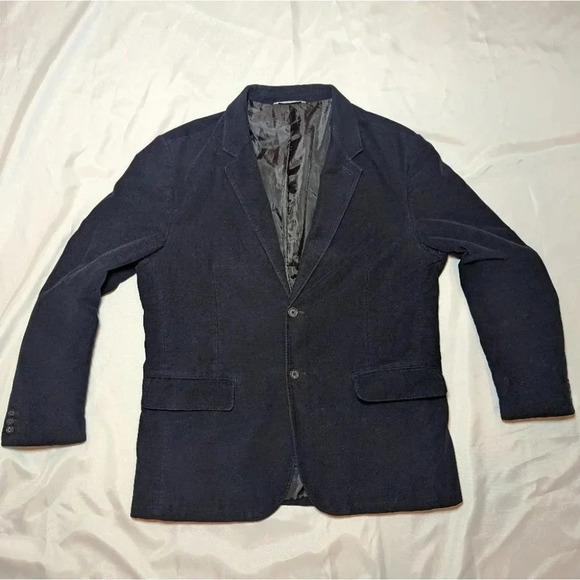 GAP  Cotton Velvet Style Navy Blue Double Button Blazer Sport Coat Mens XL - Picture 2 of 12